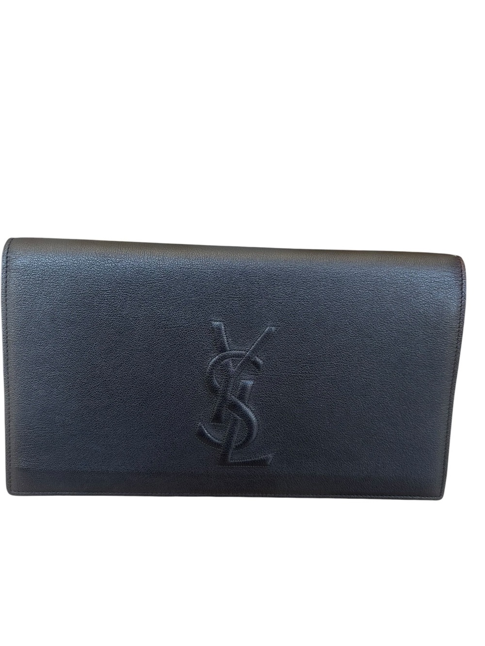 Saint Laurent Black Embossed Logo Leather Clutch
